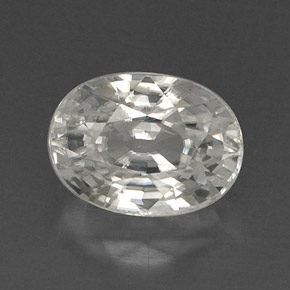 9.71캐럿 천연 화이트 지르콘, 타원형 컷, 12.6×9.2 mm, VVS