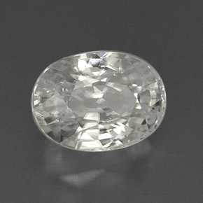 9.71캐럿 천연 화이트 지르콘, 타원형 컷, 12.6×9.2 mm, VVS