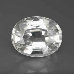 9.99캐럿 천연 화이트 지르콘, 타원형 컷, 13.2×10.5 mm, VVS