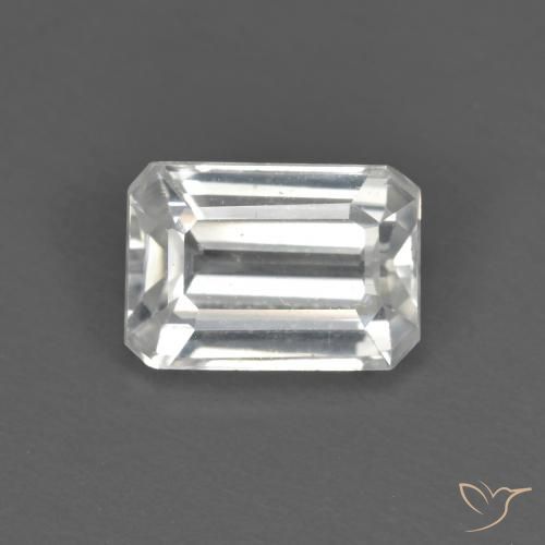 1.55ct 자연스러운 하얀색 지르콘, 에메랄드 컷, VS