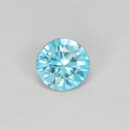 0.58캐럿 천연 밝은 녹색을 띤 파란색 지르콘, 라운드 컷, 4.79 mm, VS