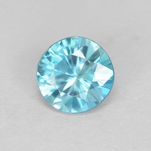 0.58캐럿 천연 밝은 녹색을 띤 파란색 지르콘, 라운드 컷, 4.79 mm, VS