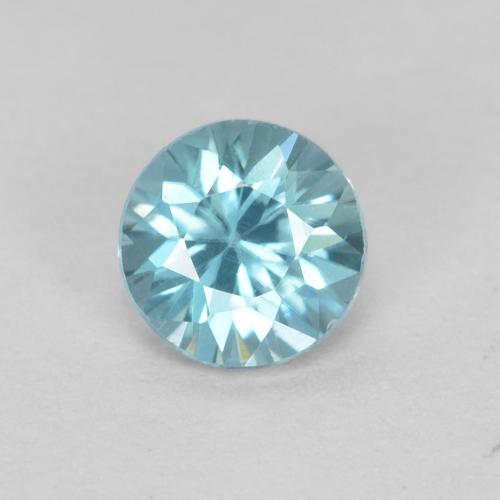 0.39캐럿 천연 밝은 녹색을 띤 파란색 지르콘, 라운드 컷, 3.95 mm, VS