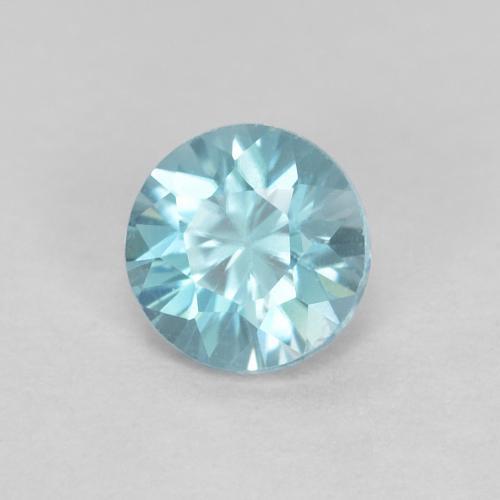 0.39캐럿 천연 밝은 녹색을 띤 파란색 지르콘, 라운드 컷, 3.95 mm, VS