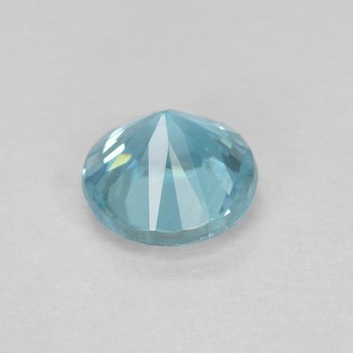 0.39캐럿 천연 밝은 녹색을 띤 파란색 지르콘, 라운드 컷, 3.95 mm, VS