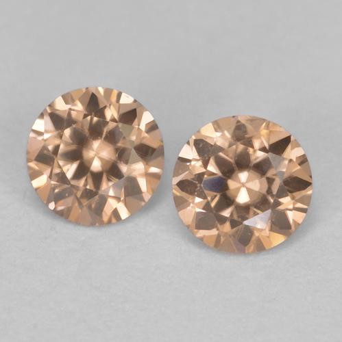 0.33캐럿 천연 Light Neutral Orange 지르콘 보석, 라운드 컷, 3.02 mm, VVS