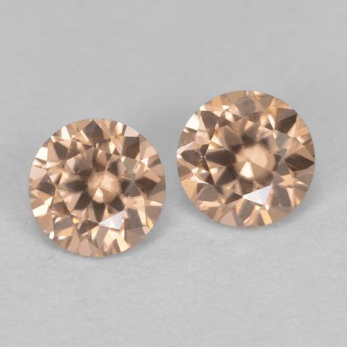 0.33캐럿 천연 Light Neutral Orange 지르콘 보석, 라운드 컷, 3.02 mm, VVS