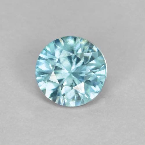 0.52캐럿 천연 라이트 블루 지르콘, 라운드 컷, 4.47 mm, VS