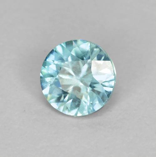 0.52캐럿 천연 라이트 블루 지르콘, 라운드 컷, 4.47 mm, VS
