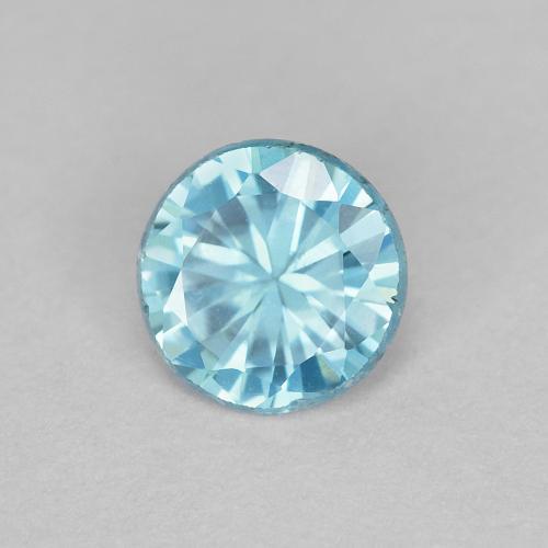0.53캐럿 천연 밝은 녹색을 띤 파란색 지르콘, 라운드 컷, 4.63 mm, VS