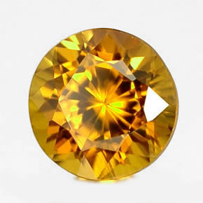 1.58캐럿 천연 골든 지르콘, 라운드 컷, 6.30 mm, IF