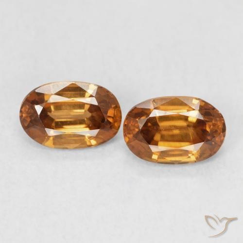 1.50ctw 자연스러운 Medium Dark-Orange 지르콘, 타원형, VVS-VS