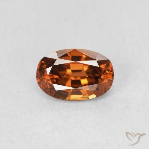 0.82ct 자연스러운 Medium Dark-Orange 지르콘, 타원형, VVS