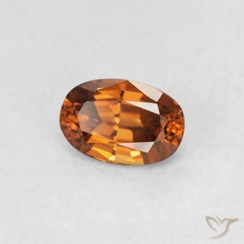 0.82캐럿 천연 Medium Dark-Orange 지르콘, 타원형, VVS