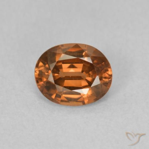 0.87ct 자연스러운 Medium Dark-Orange 지르콘, 타원형, VVS-VS