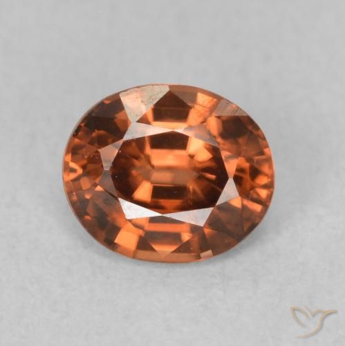 0.92ct 자연스러운 Medium Dark-Orange 지르콘, 타원형, VVS-VS