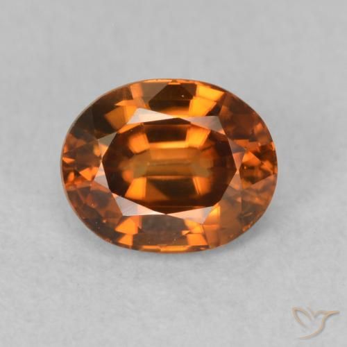 1.07ct 자연스러운 딥브라운오렌지 지르콘, 타원형, VVS-VS