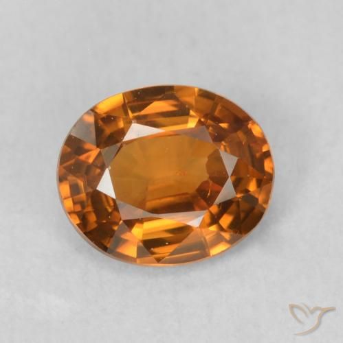 0.84ct 자연스러운 Medium Dark-Orange 지르콘, 타원형, VVS-VS