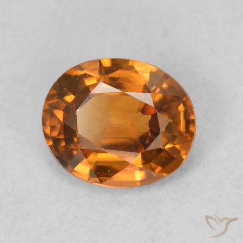 0.84캐럿 천연 Medium Dark-Orange 지르콘, 타원형, VVS-VS