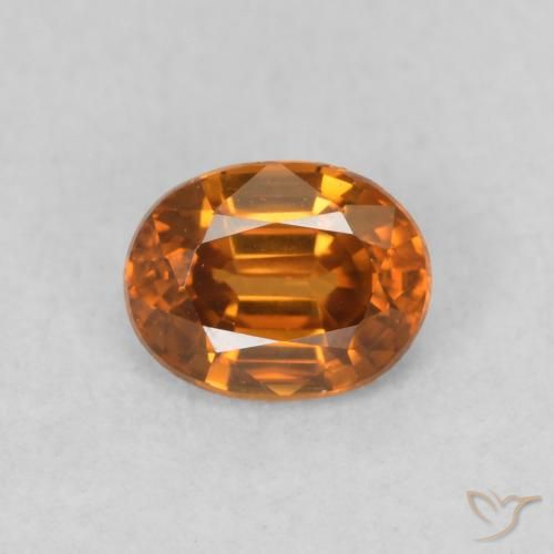 0.60ct 자연스러운 딥 오렌지 지르콘, 타원형, VVS-VS