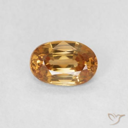 0.74ct 자연스러운 미디엄 오렌지 지르콘, 타원형, VVS