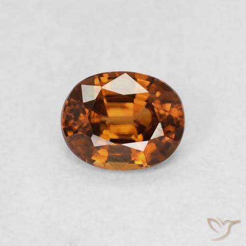 0.62ct 자연스러운 앰버 오렌지 지르콘, 타원형, VVS