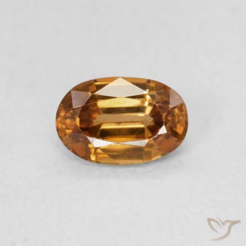 0.76ct 자연스러운 골든 브라운 지르콘, 타원형, VVS