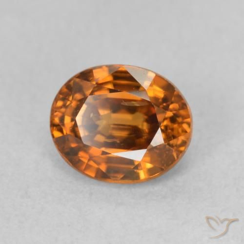 1.19캐럿 천연 Medium Dark-Orange 지르콘, 타원형, VS