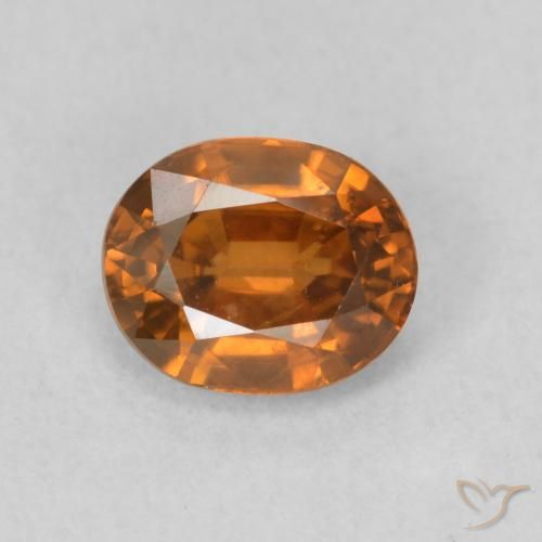 1.00ct 자연스러운 Medium Dark-Orange 지르콘, 타원형, VS
