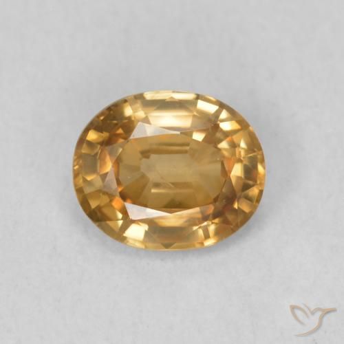 0.82ct 자연스러운 미디엄 골드 지르콘, 타원형, VS