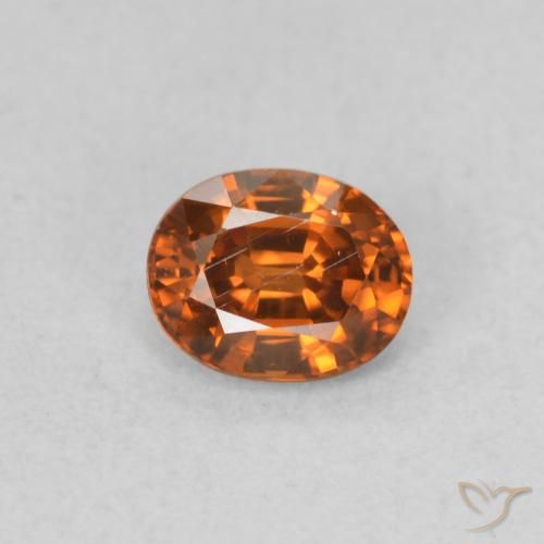 0.60ct 자연스러운 딥 오렌지 지르콘, 타원형, VS