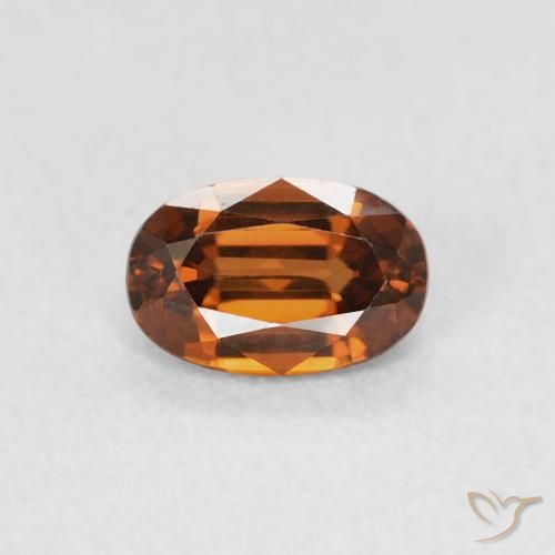 0.82ct 자연스러운 Medium Dark-Orange 지르콘, 타원형, VVS