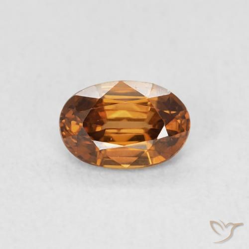 0.72ct 자연스러운 오렌지 브라운 지르콘, 타원형, VVS