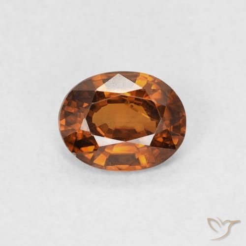 0.51ct 자연스러운 Medium Dark-Orange 지르콘, 타원형, VVS-VS