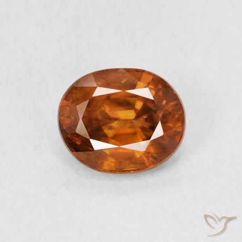 1.00ct 자연스러운 Medium Dark-Orange 지르콘, 타원형, VS