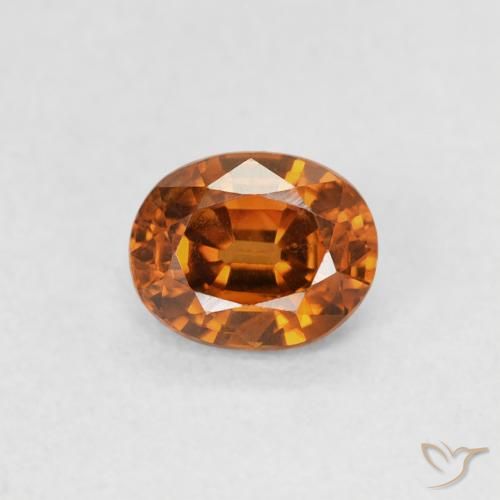 0.61ct 자연스러운 딥 오렌지 지르콘, 타원형, VS