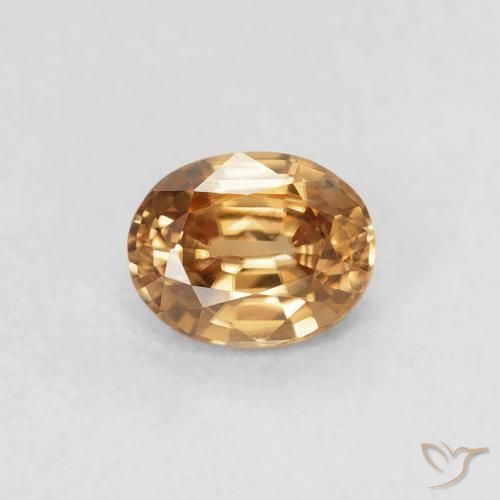 0.60ct 자연스러운 골든 브라운 지르콘, 타원형, VVS