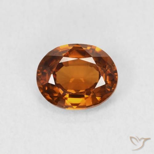0.83ct 자연스러운 딥 오렌지 지르콘, 타원형, VVS