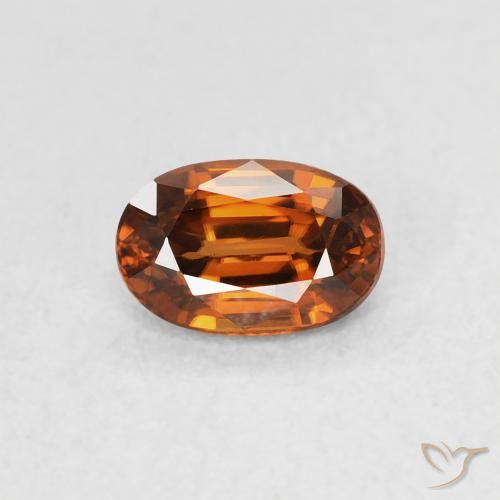 0.78ct 자연스러운 앰버 오렌지 지르콘, 타원형, VVS
