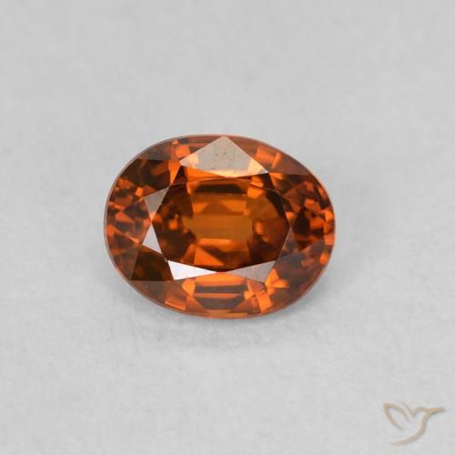 0.62ct 자연스러운 붉은 오렌지 지르콘, 타원형, VVS