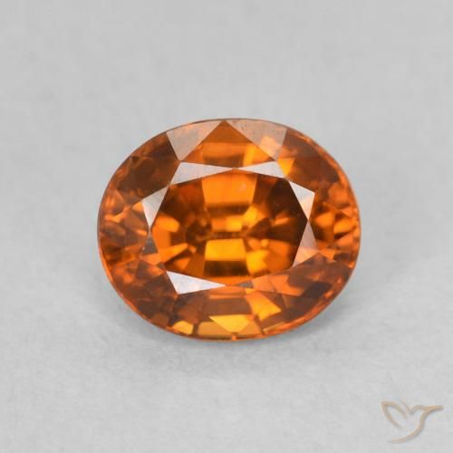 1.00ct 자연스러운 딥 오렌지 지르콘, 타원형, VVS