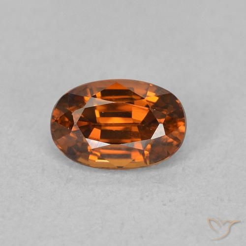 0.89ct 자연스러운 Medium Dark-Orange 지르콘, 타원형, VVS