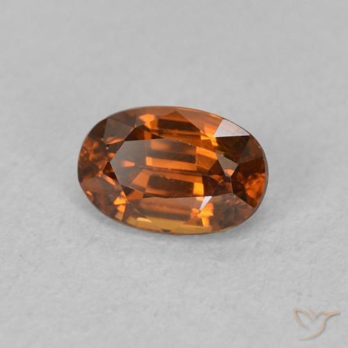 0.89캐럿 천연 Medium Dark-Orange 지르콘, 타원형, VVS