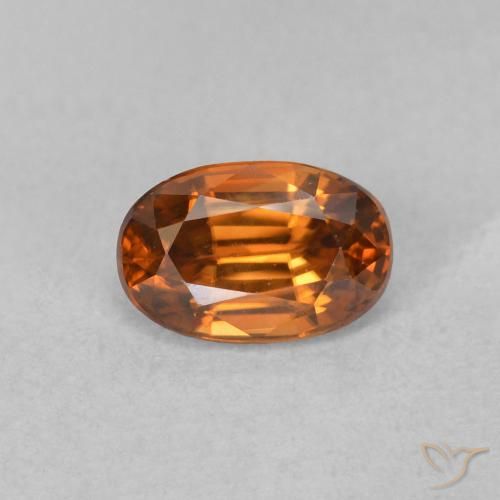 0.81ct 자연스러운 Medium Dark-Orange 지르콘, 타원형, VVS