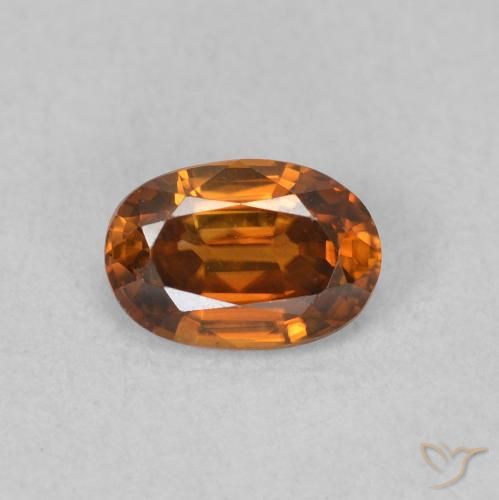 0.73ct 자연스러운 Medium Dark-Orange 지르콘, 타원형, VVS