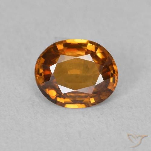 0.86ct 자연스러운 미디엄 오렌지 지르콘, 타원형, VVS