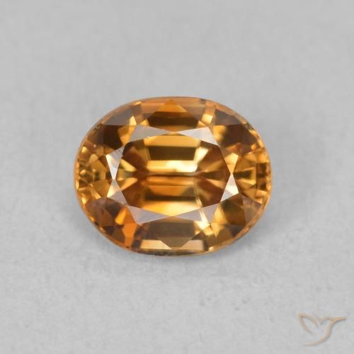 1.03ct 자연스러운 미디엄 오렌지 지르콘, 타원형, VVS