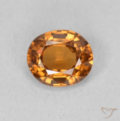 0.91ct 자연스러운 미디엄 오렌지 지르콘, 타원형, VVS