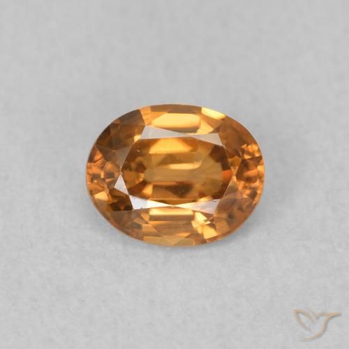 0.61ct 자연스러운 오렌지 브라운 지르콘, 타원형, VVS