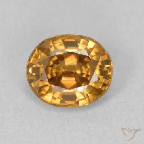 1.01ct 자연스러운 골든 브라운 지르콘, 타원형, VVS